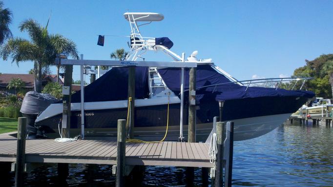 Large boat width dark blue cover