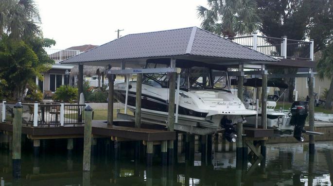 Double dock with grey roof