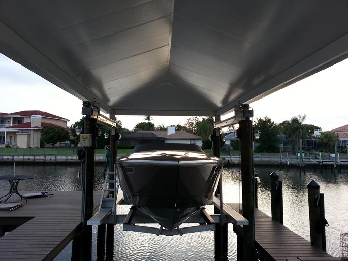 View under roofed dock