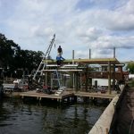 Dock construction with crane
