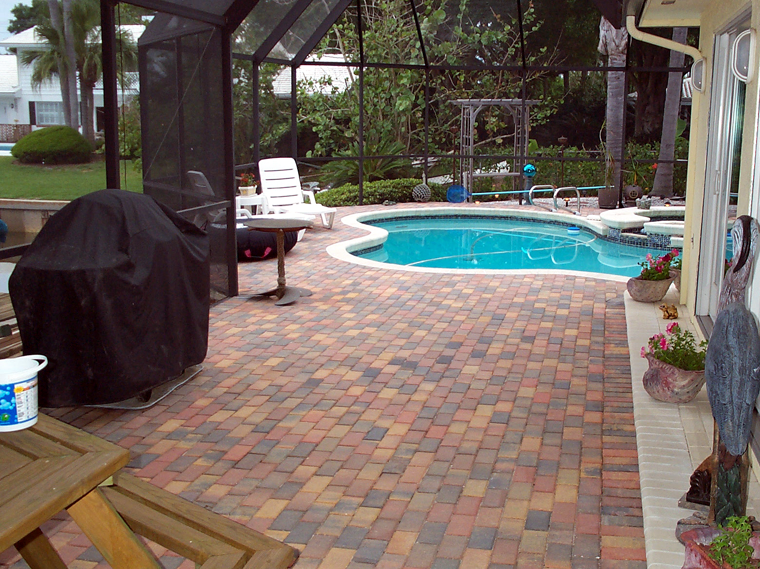Brick deck with pool